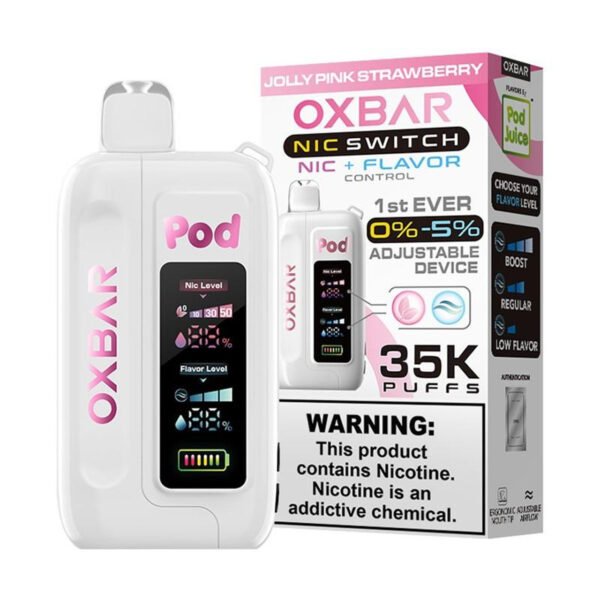 JOLLY PINK STRAWBERRY - Oxbar Nic Switch 35K Puffs - Disposable Vape