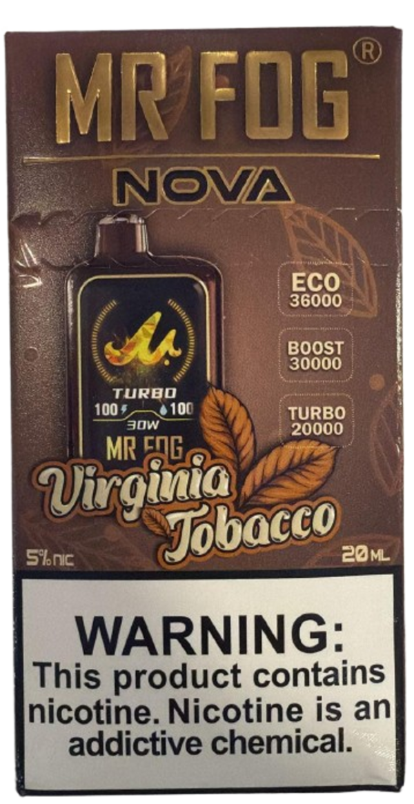 Virginia Tobacco (Turbo) - Mr Fog Nova 36K Puffs - Disposable Vape