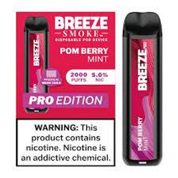Pom Berry Mint - Breeze Pro 2000 - Puffs - Disposable Vape