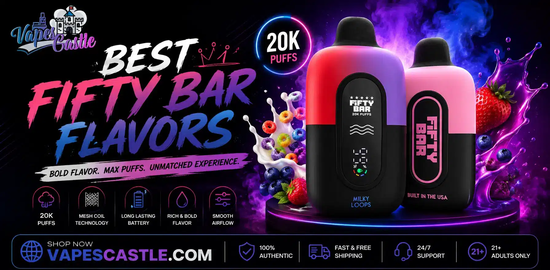 Top-rated Fifty Bar disposable vape flavors and taste profiles