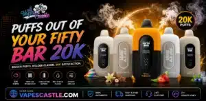 Fifty Bar 20K disposable vape showing high puff capacity