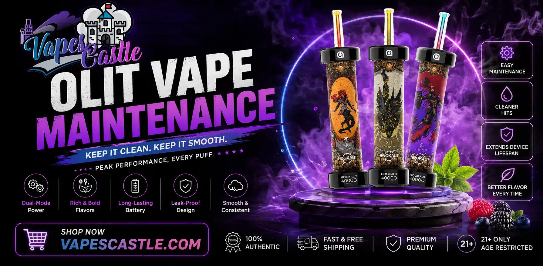 Olit vape maintenance guide showing how to properly clean, store, inspect, and maintain an Olit vape device for better performance and safe everyday handling