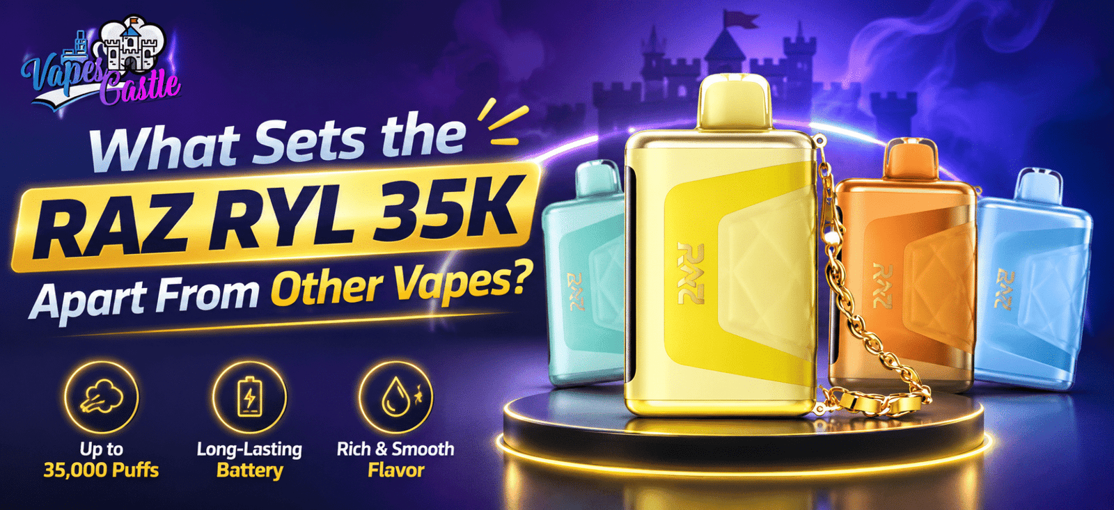 RAZ RYL 35K disposable vape featured image showing multiple vape devices